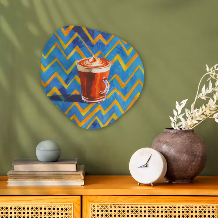 Organisch schilderij - Forex - Mok - Koffie - Zigzag - Slagroom — 2