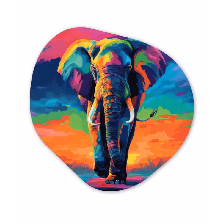 Organisch schilderij - Forex - Olifant - Kleurrijk - Lucht - Abstract — 1