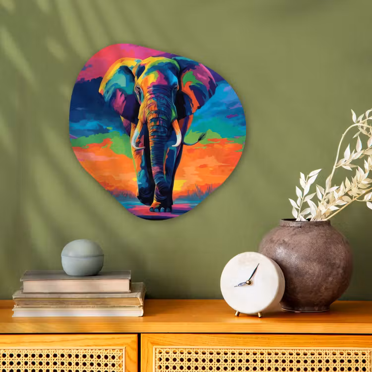 Organisch schilderij - Forex - Olifant - Kleurrijk - Lucht - Abstract — 2