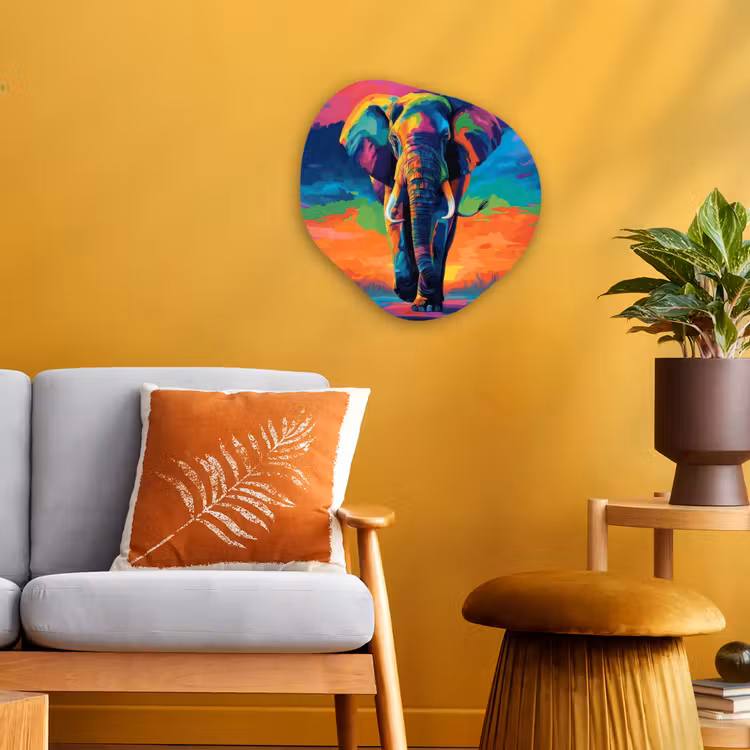 Organisch schilderij - Forex - Olifant - Kleurrijk - Lucht - Abstract — 3
