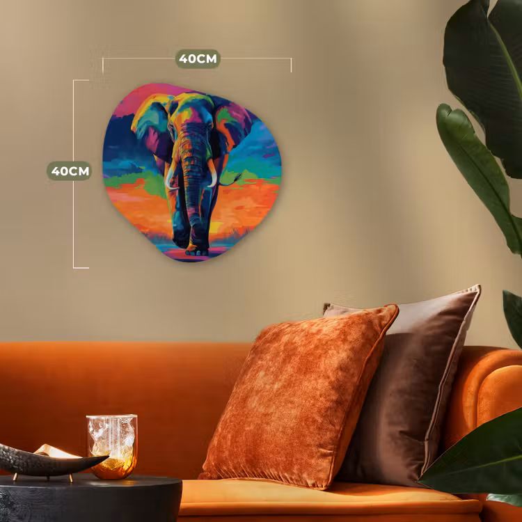 Organisch schilderij - Forex - Olifant - Kleurrijk - Lucht - Abstract — 4
