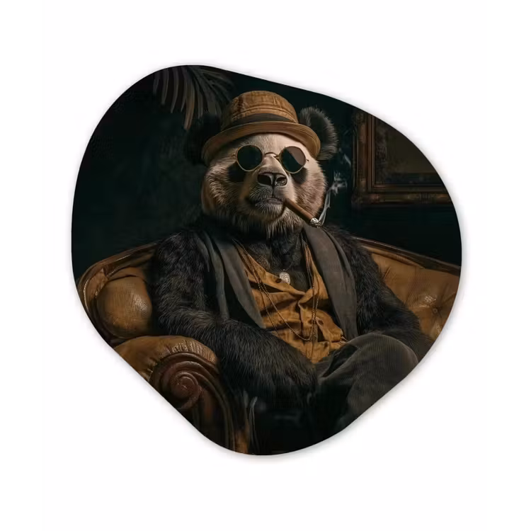 Organisch schilderij - Forex - Panda - Hoed - Bril - Pak — 1