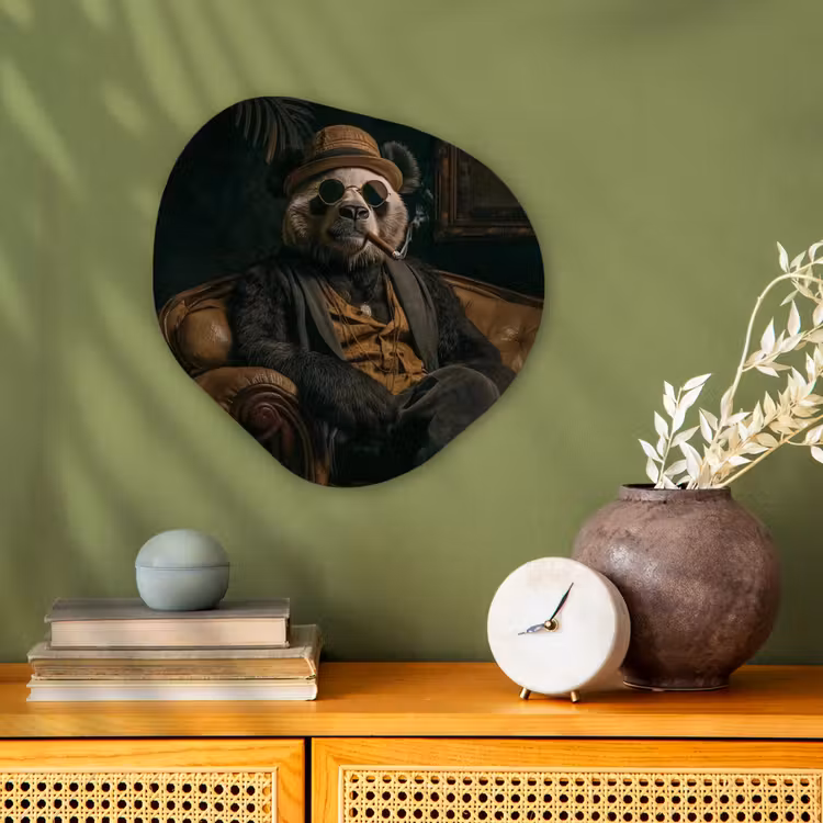 Organisch schilderij - Forex - Panda - Hoed - Bril - Pak — 2