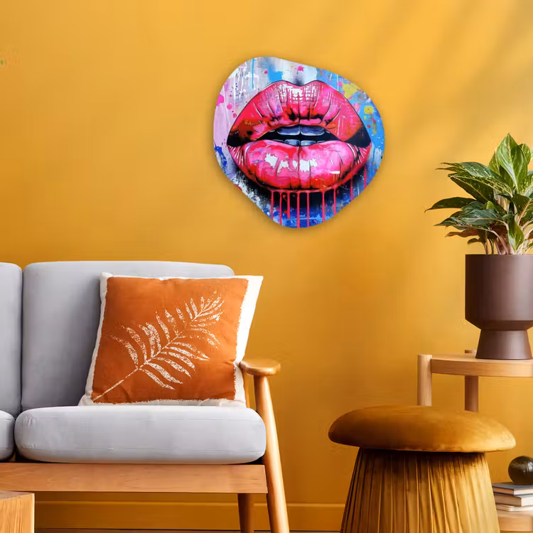 Organisch schilderij - Forex - Graffiti - Lippen - Felroze - Geschilderd — 3