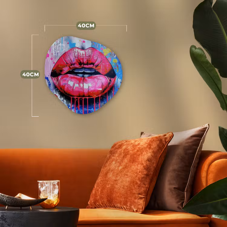 Organisch schilderij - Forex - Graffiti - Lippen - Felroze - Geschilderd — 4