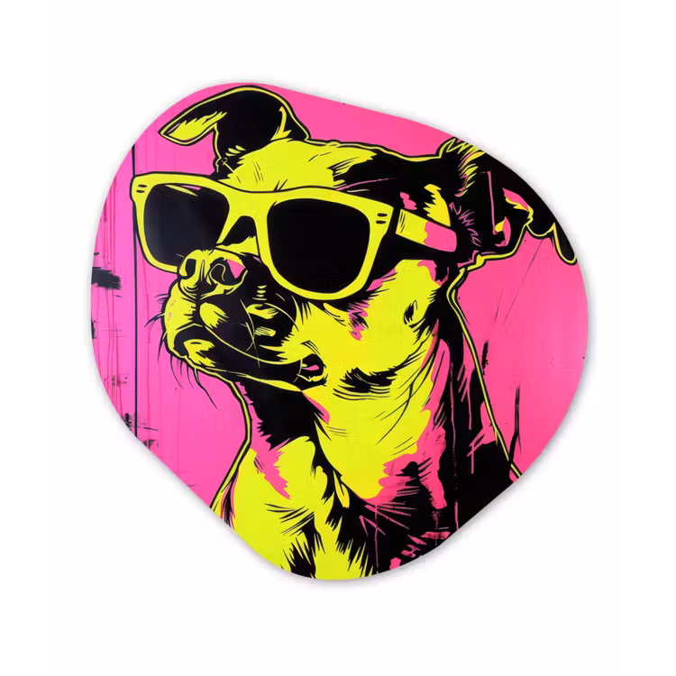 Organisch schilderij - Forex - Hond - Zonnebril - Roze - Art — 1