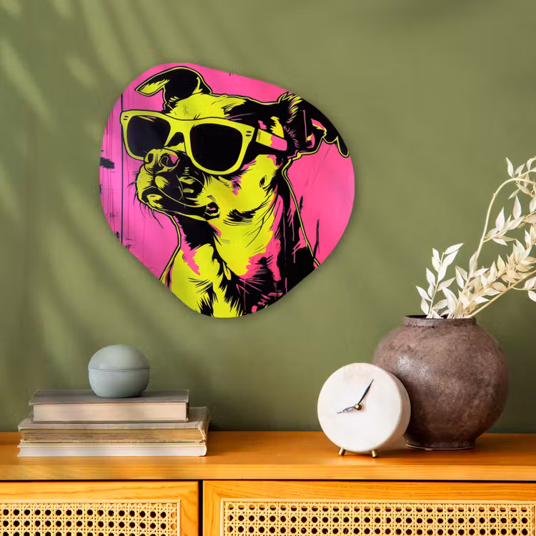Organisch schilderij - Forex - Hond - Zonnebril - Roze - Art — 2