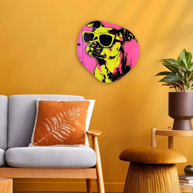 Organisch schilderij - Forex - Hond - Zonnebril - Roze - Art — 3