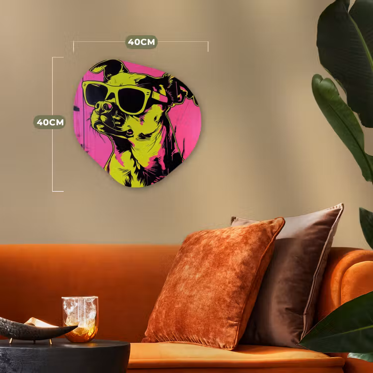 Organisch schilderij - Forex - Hond - Zonnebril - Roze - Art — 4