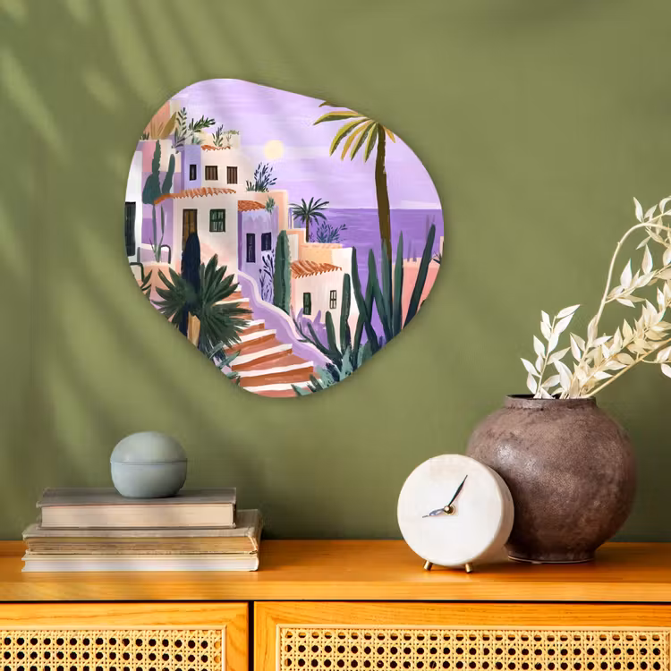 Organisch schilderij - Forex - Huizen - Minimalistisch - Palmbomen - Kust — 2