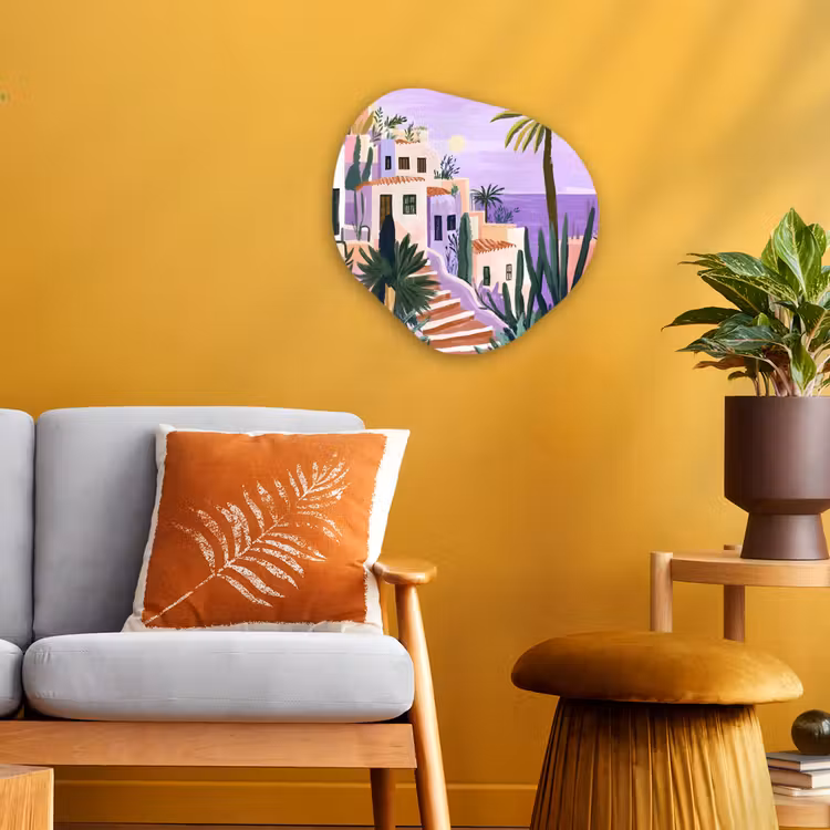 Organisch schilderij - Forex - Huizen - Minimalistisch - Palmbomen - Kust — 3