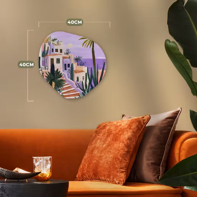 Organisch schilderij - Forex - Huizen - Minimalistisch - Palmbomen - Kust — 4