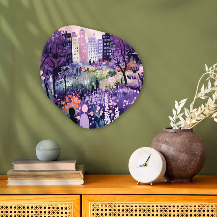 Organisch schilderij - Forex - Park - Bomen - Bloemen - Gebouwen — 2