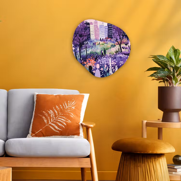Organisch schilderij - Forex - Park - Bomen - Bloemen - Gebouwen — 3