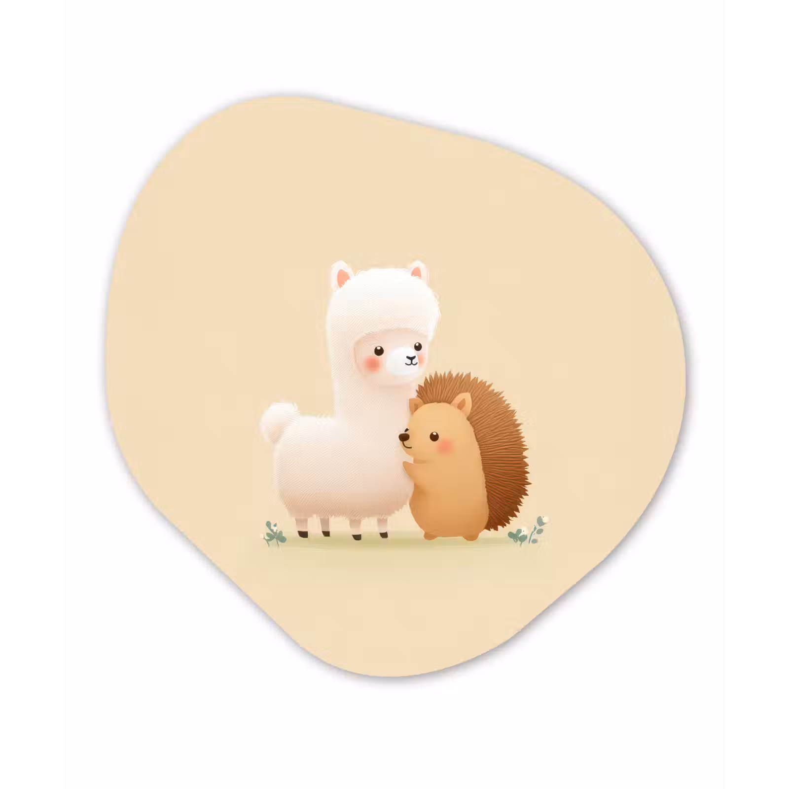 Organisch schilderij - Forex - Alpaca - Egel - Bruin - Knuffelen — 1