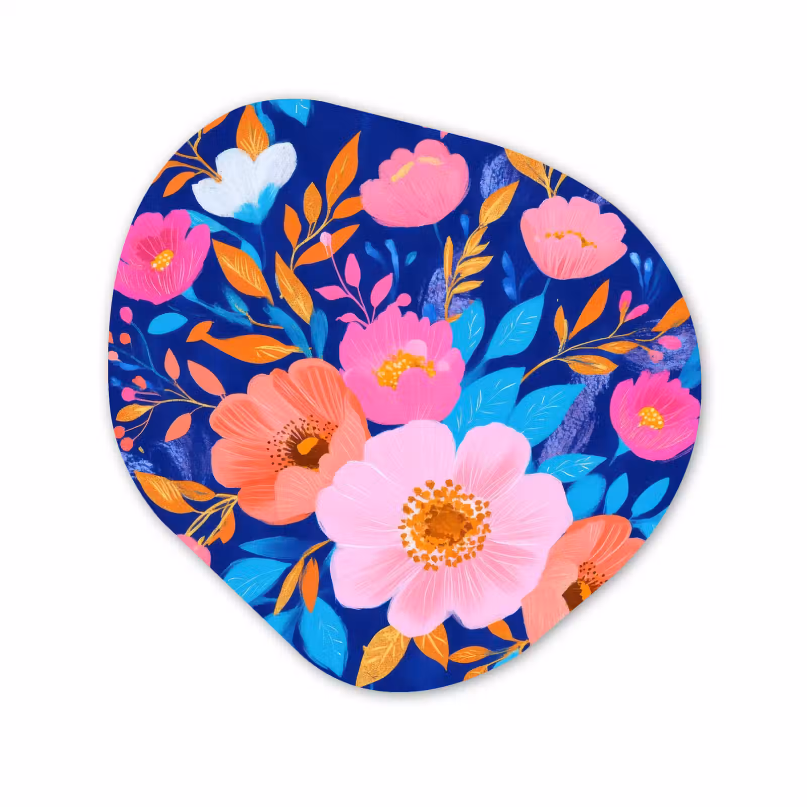 Organisch schilderij - Forex - Bloemen - Blauw - Roze — 1