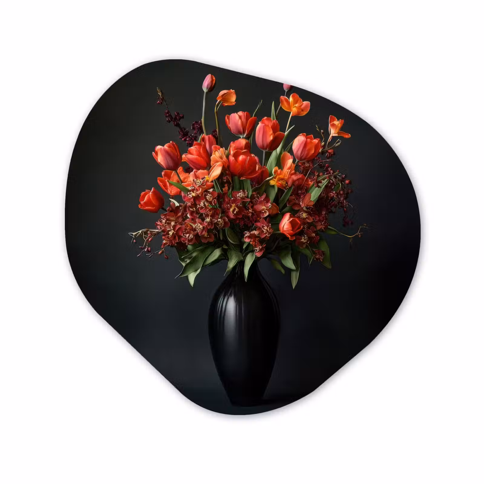 Organisch schilderij - Forex - Boeket - Tulpen - Vaas - Rood — 1
