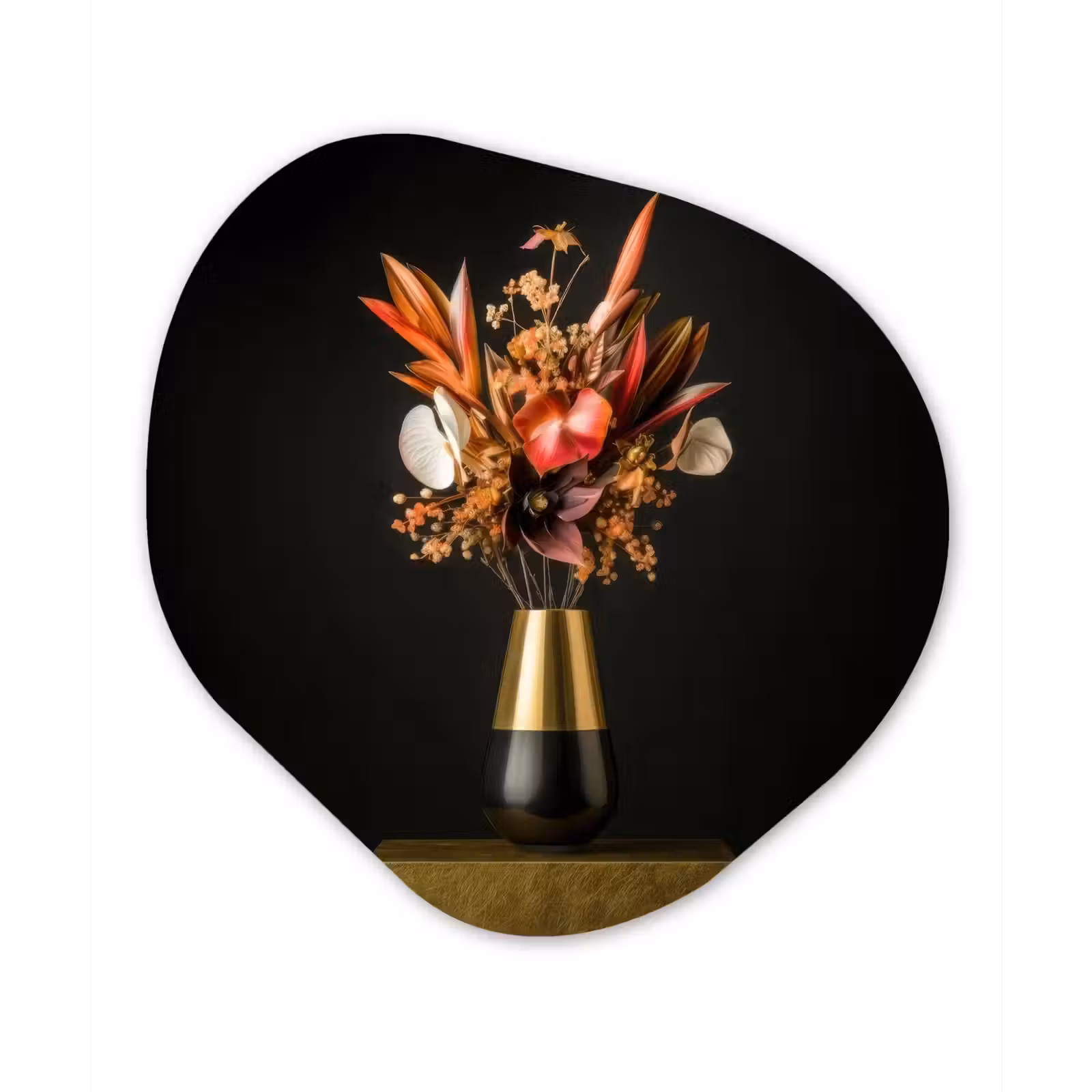 Organisch schilderij - Forex - Exotisch - Boeket - Vaas - Goud — 1