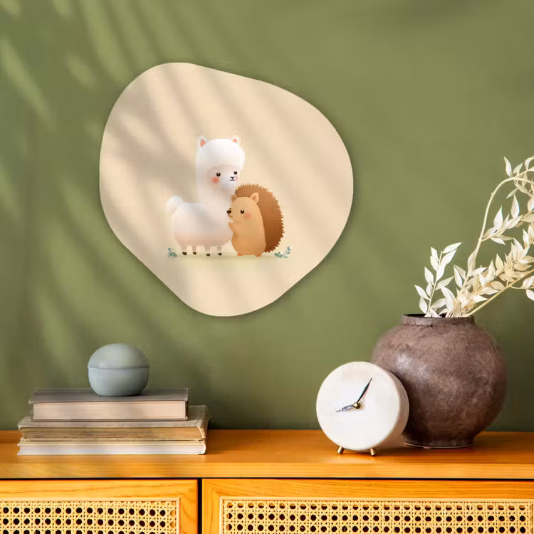 Organisch schilderij - Forex - Alpaca - Egel - Bruin - Knuffelen — 2