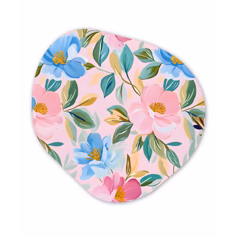 Organisch schilderij - Forex - Blauw - Roze - Bloemen — 1