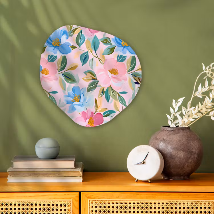 Organisch schilderij - Forex - Blauw - Roze - Bloemen — 2