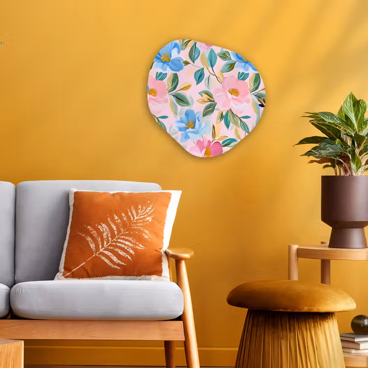 Organisch schilderij - Forex - Blauw - Roze - Bloemen — 3