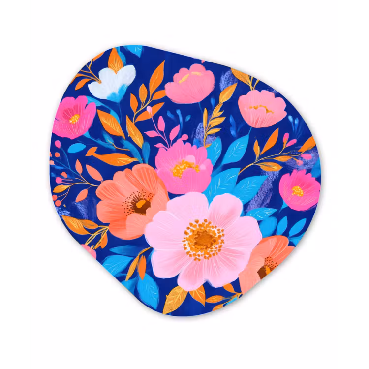 Organisch schilderij - Forex - Bloemen - Blauw - Roze — 1