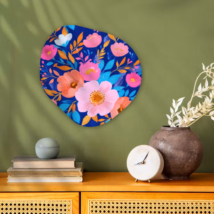 Organisch schilderij - Forex - Bloemen - Blauw - Roze — 2
