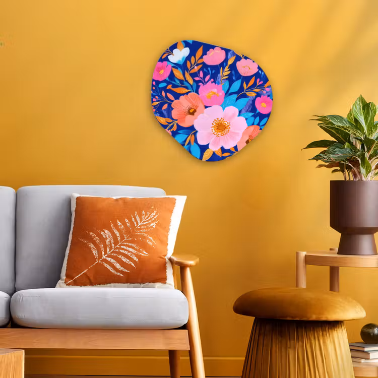 Organisch schilderij - Forex - Bloemen - Blauw - Roze — 3