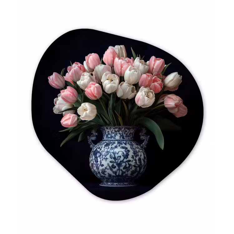 Organisch schilderij - Forex - Bloemen - Roze - Tulpen - Vaas — 1