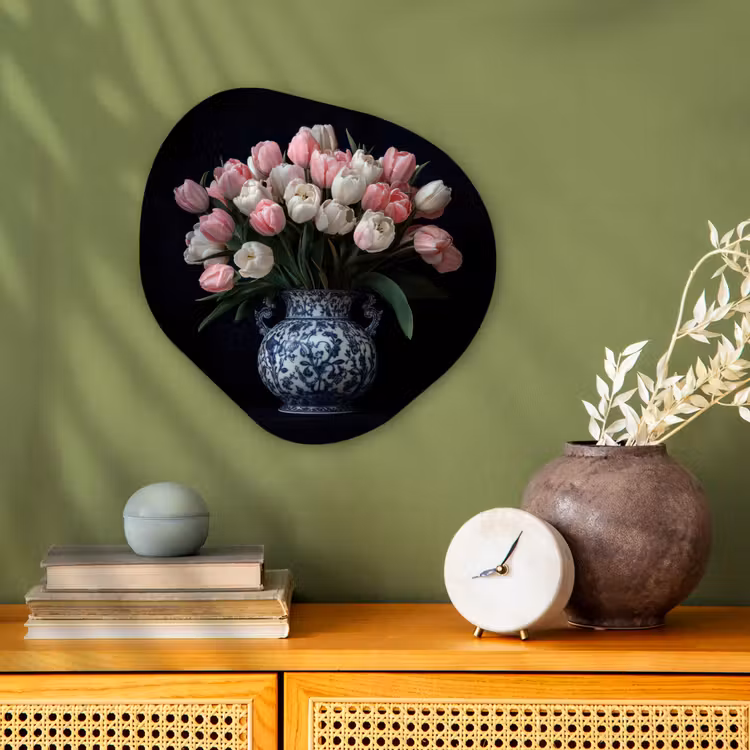 Organisch schilderij - Forex - Bloemen - Roze - Tulpen - Vaas — 2