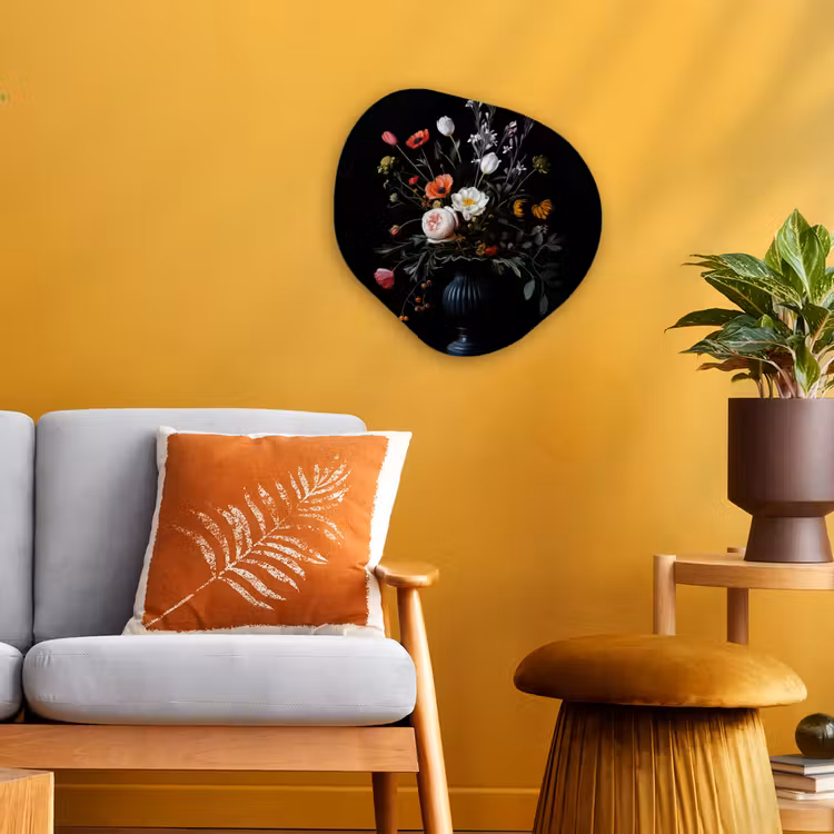 Organisch schilderij - Forex - Bloemstuk - Vaas - Zwart — 3