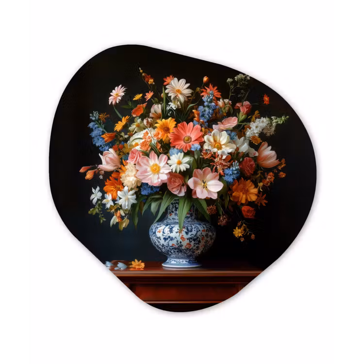 Organisch schilderij - Forex - Boeket - Roze - Bloemen - Vaas — 1
