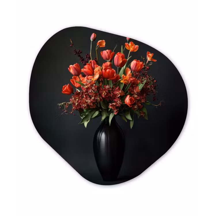 Organisch schilderij - Forex - Boeket - Tulpen - Vaas - Rood — 1