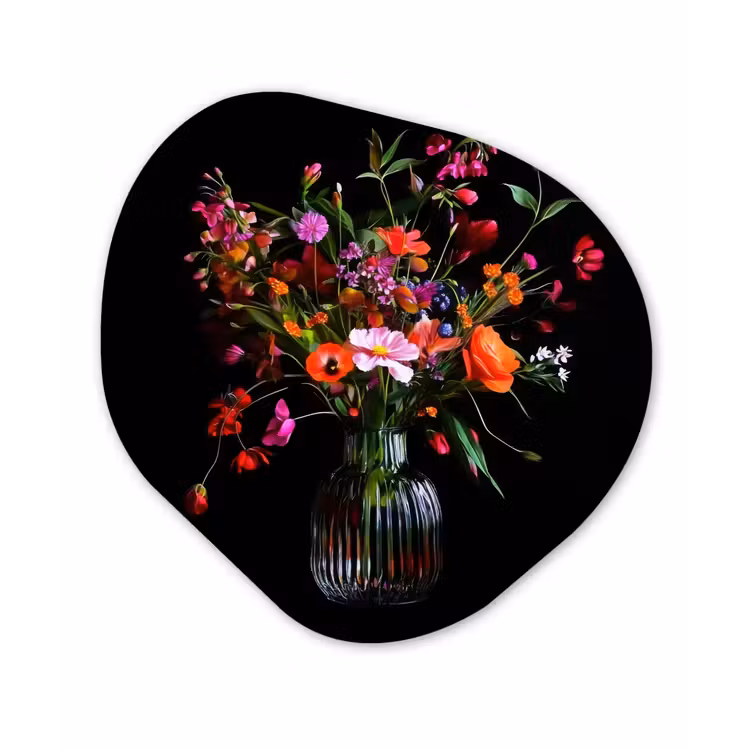 Organisch schilderij - Forex - Boeket - Veldbloemen - Vaas — 1