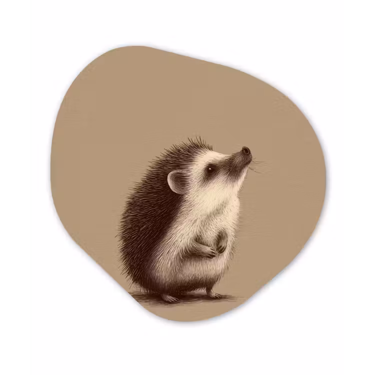Organisch schilderij - Forex - Egel - Snuitje - Bruin - Stekels — 1