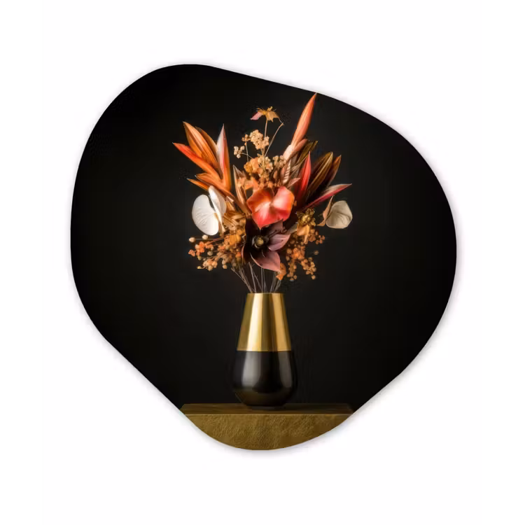 Organisch schilderij - Forex - Exotisch - Boeket - Vaas - Goud — 1