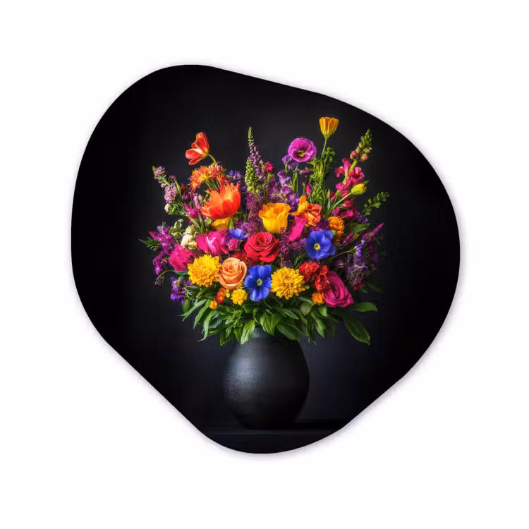 Organisch schilderij - Forex - Felgekleurd - Bloemen - Vaas — 1