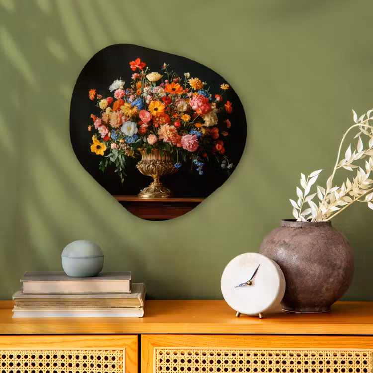 Organisch schilderij - Forex - Goud - Bloemen - Kleuren - Vaas — 2