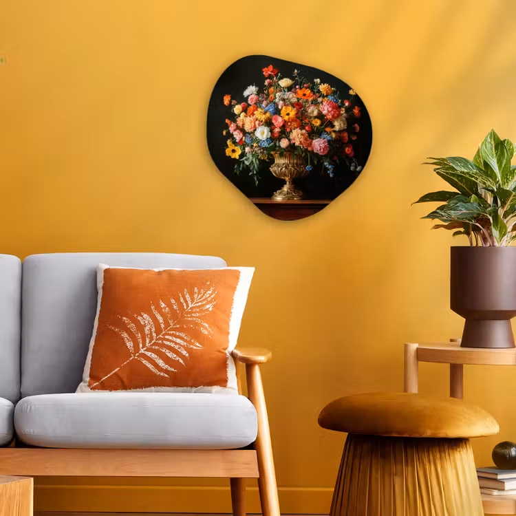 Organisch schilderij - Forex - Goud - Bloemen - Kleuren - Vaas — 3
