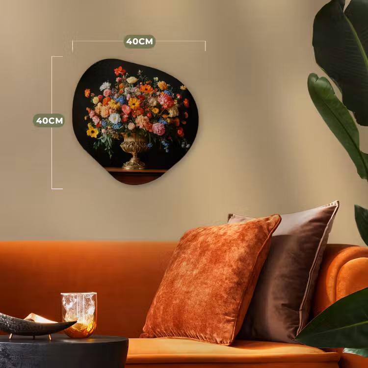 Organisch schilderij - Forex - Goud - Bloemen - Kleuren - Vaas — 4