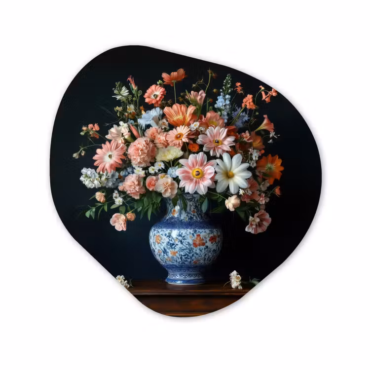 Organisch schilderij - Forex - Hout - Vaas - Kleuren - Bloemen — 1
