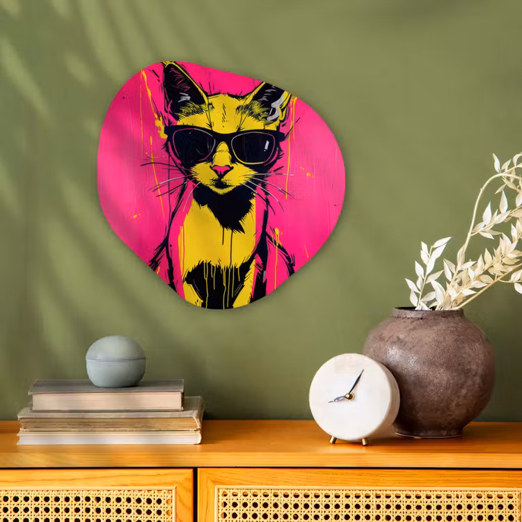 Organisch schilderij - Forex - Kat - Art - Zonnebril - Roze — 2