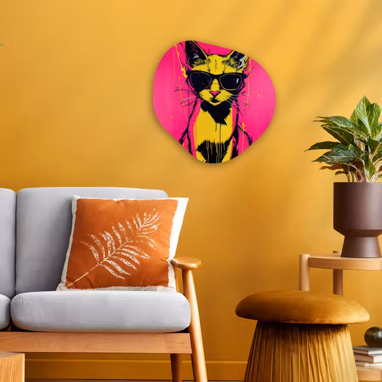 Organisch schilderij - Forex - Kat - Art - Zonnebril - Roze — 3