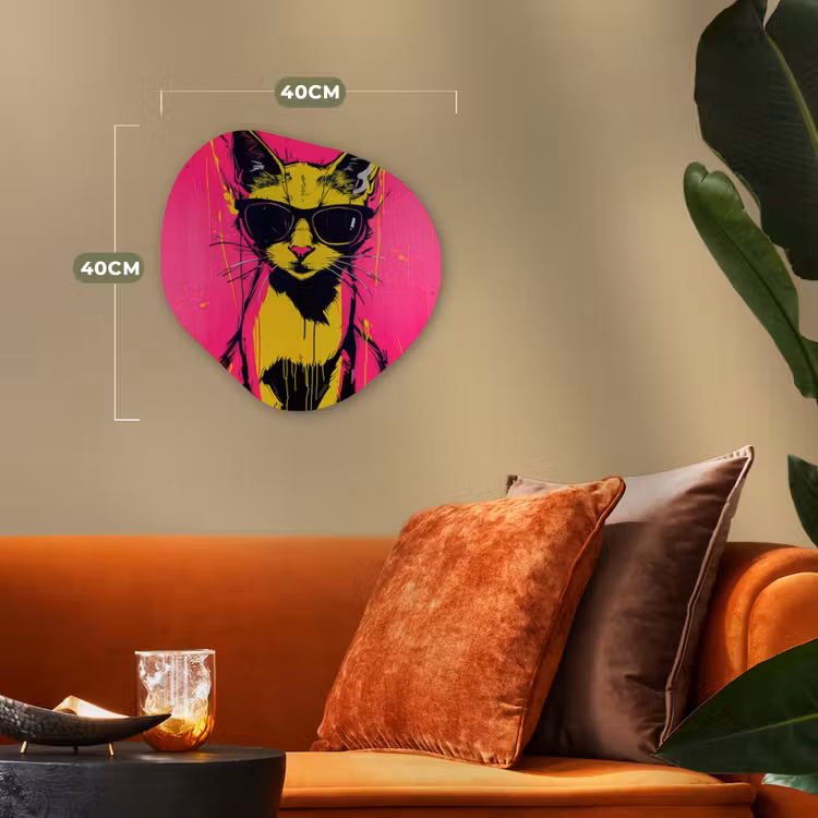 Organisch schilderij - Forex - Kat - Art - Zonnebril - Roze — 4