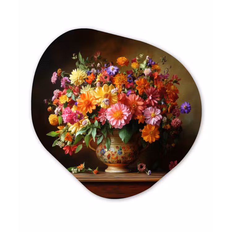 Organisch schilderij - Forex - Kleuren - Boeket - Vaas - Hout — 1