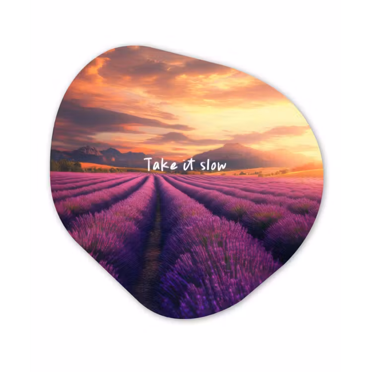 Organisch schilderij - Forex - Lavendelveld - Quote - Zonsondergang — 1