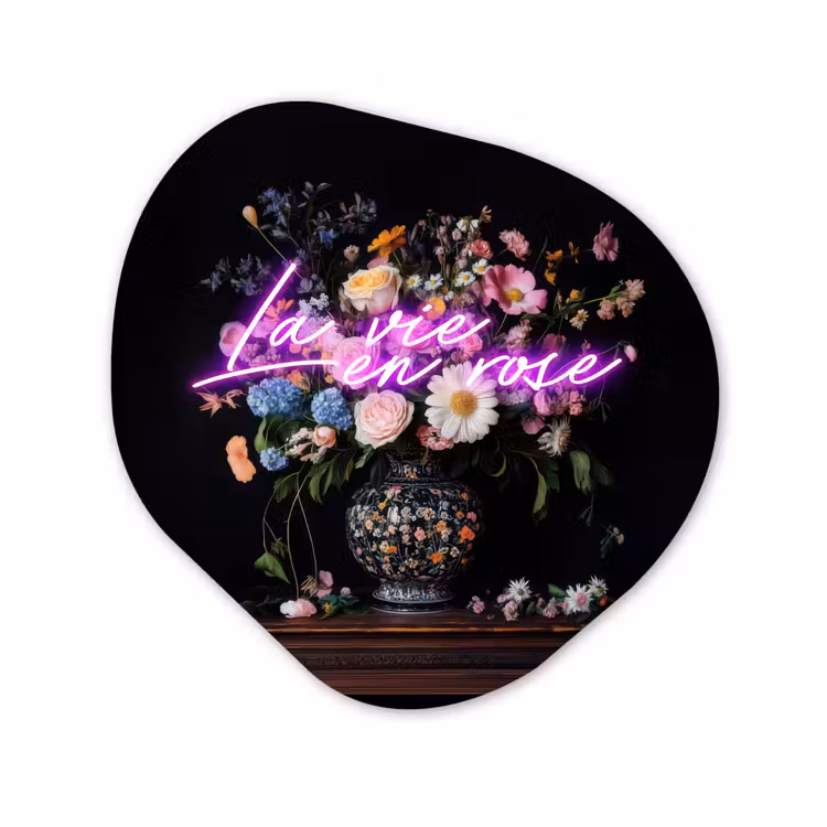 Organisch schilderij - Forex - Neon - Vaas - Bloemen — 1