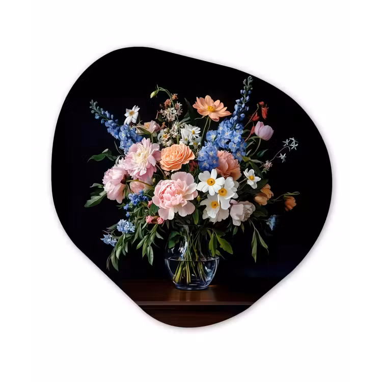 Organisch schilderij - Forex - Pastel - Bloemen - Glazen - Vaas — 1