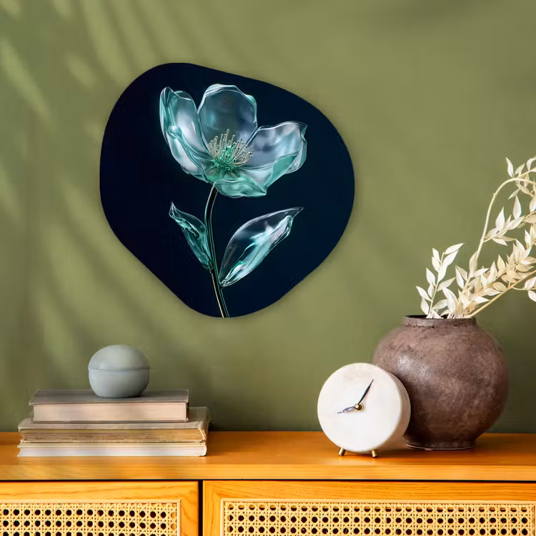 Organisch schilderij - Forex - Bladeren - Bloem - Glazen - Donkerblauw — 2